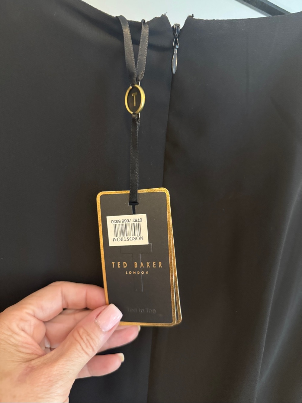 Ted Baker Black Dress with Gold Embroidered Accents - Picture 6 of 7